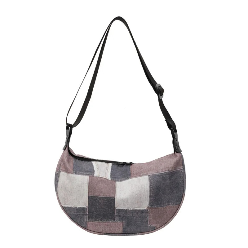 leisure wrap new model New Casual Denim Fashionable Versatile Plaid Large capacity Shoulder trend Women s Trendy Travel Personalized Messenger Bag