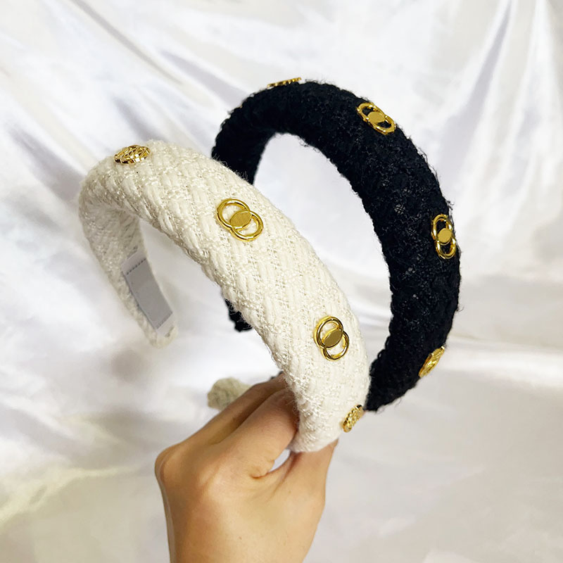 Designer Headband Simple Satin Hair Band Temperament Classic Solid Black White Hair Clip Headdress Fashion Couple Family Gift