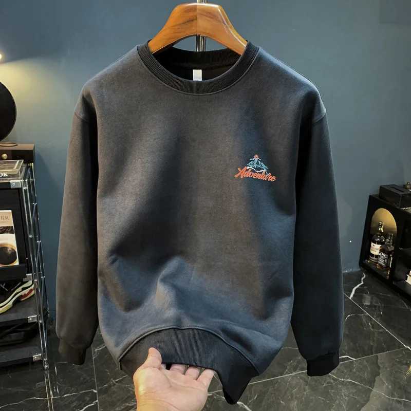 Retro printed long sleeved sweater mens 2024 new high-end loose round neck shirt casual sports autumn top W240928