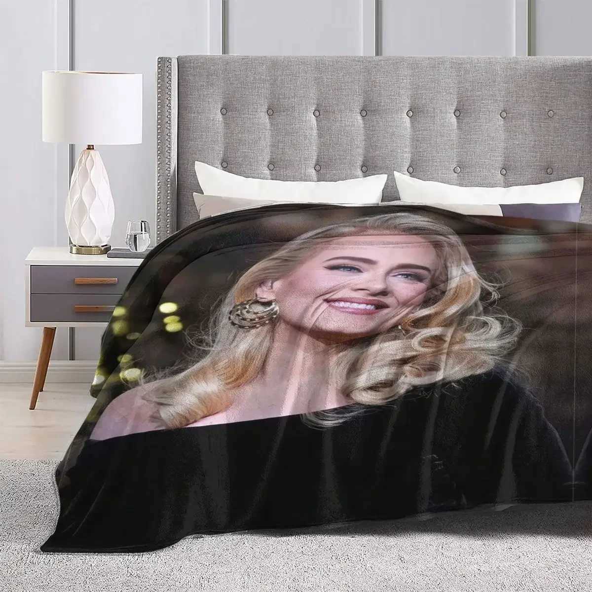 Blankets Adele Super Soft Blanket British Singer Travel Office Bedding Winter Printed Custom Flannel Bedding Sofa Bedding H240927-image-1022715928