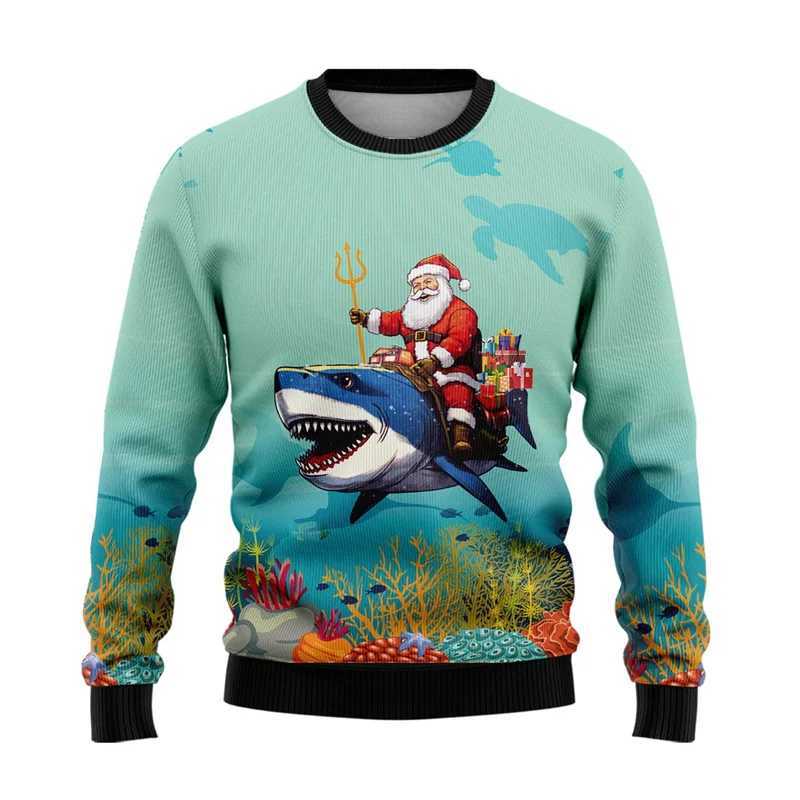 Mignon shark dolphin 3d imprimé vilain pull de Noël femme vêtements de mode de moderie de moderie de sports de sport.