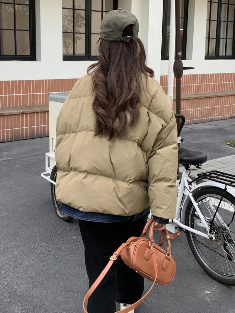 Womens White Parka Jacket Thicken Warm Cotton Jacket Harajuku Vintage Long Sleeve Padded Jackets Outerwear 2000s Clothes Winter 240918