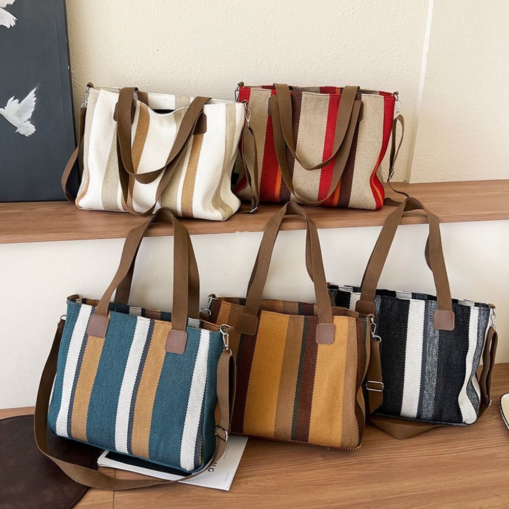 new model trend New wrap Stripe Tote Women s Large Capacity Shoulder leisure Commuting Crossbody Bags Versatile Handbags Shopping Bag