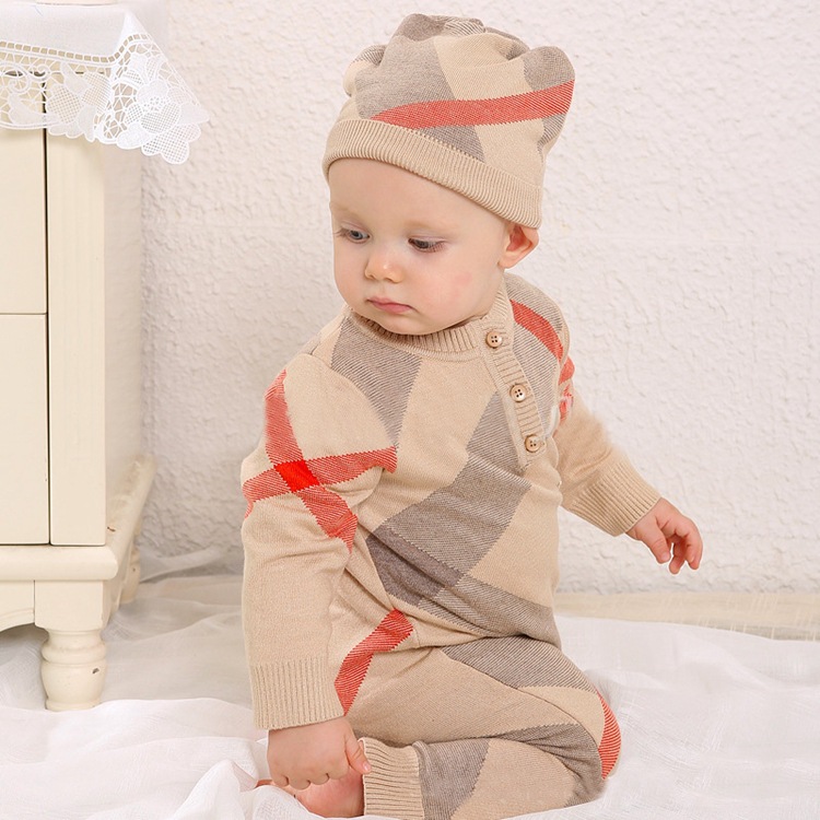 Baby Jumpsuit,Baby onesies, baby boys and girls, spring and autumn crawling clothes, knitted autumn rompers, coats, sweaters and hats 2-piece set-image-1022977057