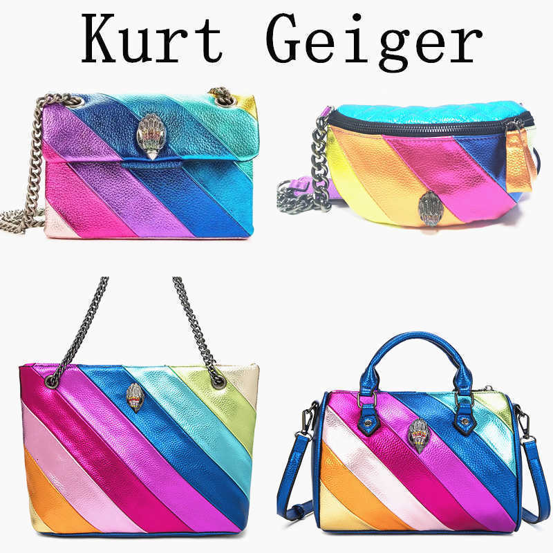 Mirror Quality Designer Kurtity Keigersity Handbag Rainbow Stripes en cuir Purse Femme Homme Sacs d'épalsine Tote Tote Heart Sac Enveloppe Crossb