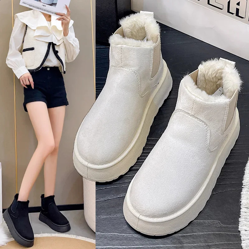 Snow boots women 2024 thick velvet plus size winter fashion warm one step short boots cotton shoes womens cotton shoes 240926