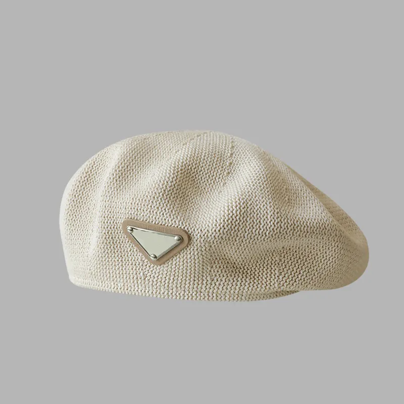 Fashion Berets Designer Inverted Women's Ice Silk Beret Vintage Thin Knitted Summer Mesh Bud Straw Flat Top Hat M260804
