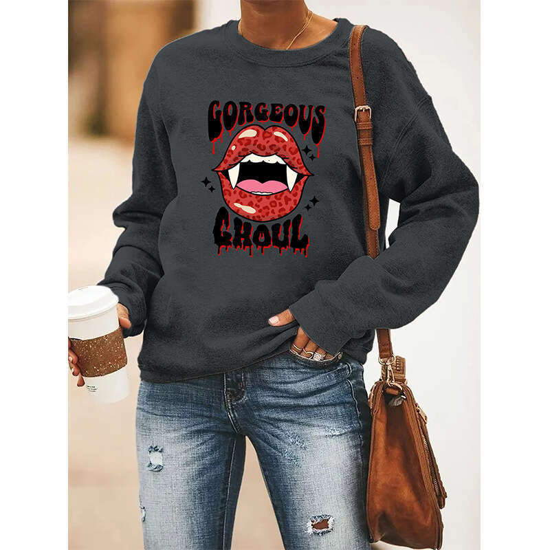 Best-seller nouveau sweat-shirt Long à col rond pour femmes d'automne et d'hiver, haut à manches courtes imprimé Halloween 8 Ddmylion