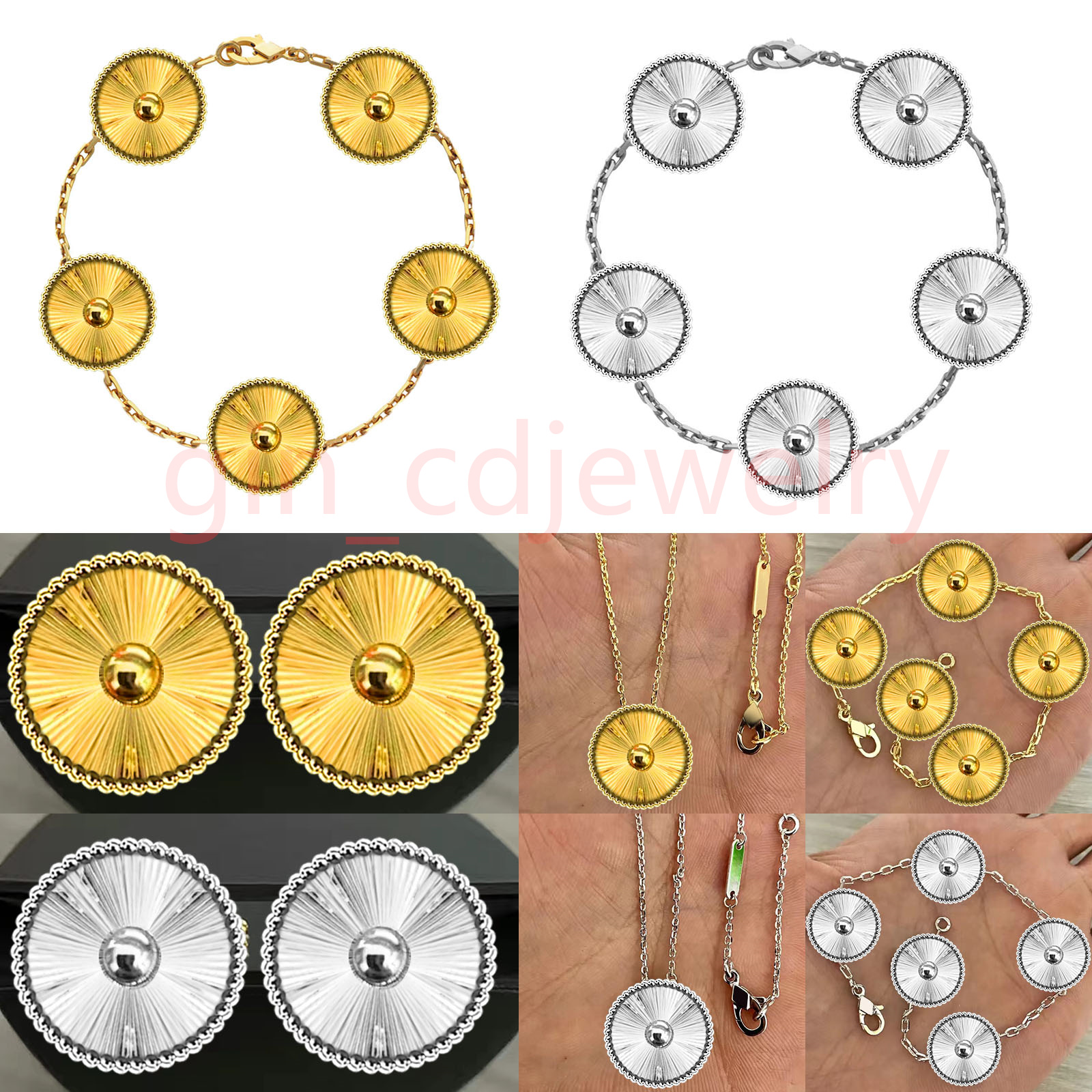 Fashion classic Lucky Clover Necklace 18K gold and silver bracelet earrings for women and girls Valentine&#039;s Day Mother&#039;s Day engagement-image-998540441