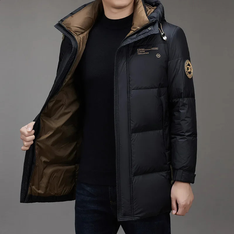 Winter mid length mens hoodie warm and loose suitable for thick jackets 240920
