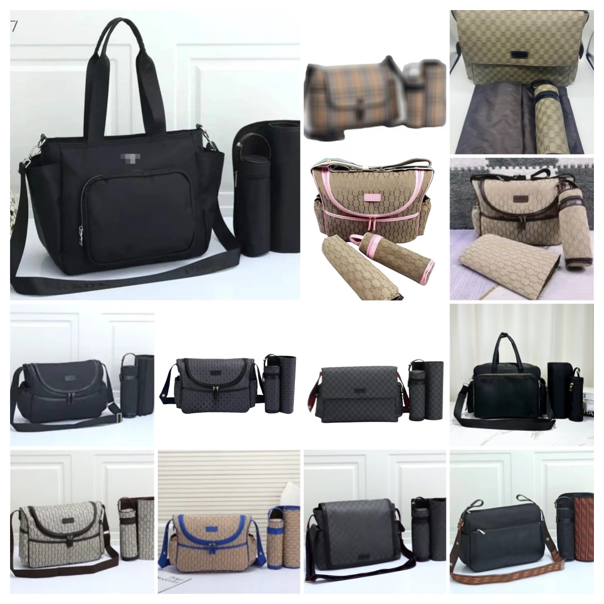 2024 Brand Diaper Bags Waterproof Mummy Diapers Bag infant Zipper Brown Plaid Print Sale Backpack Messenger Nappy Stackers Tote Inner Container H-image-1037530099