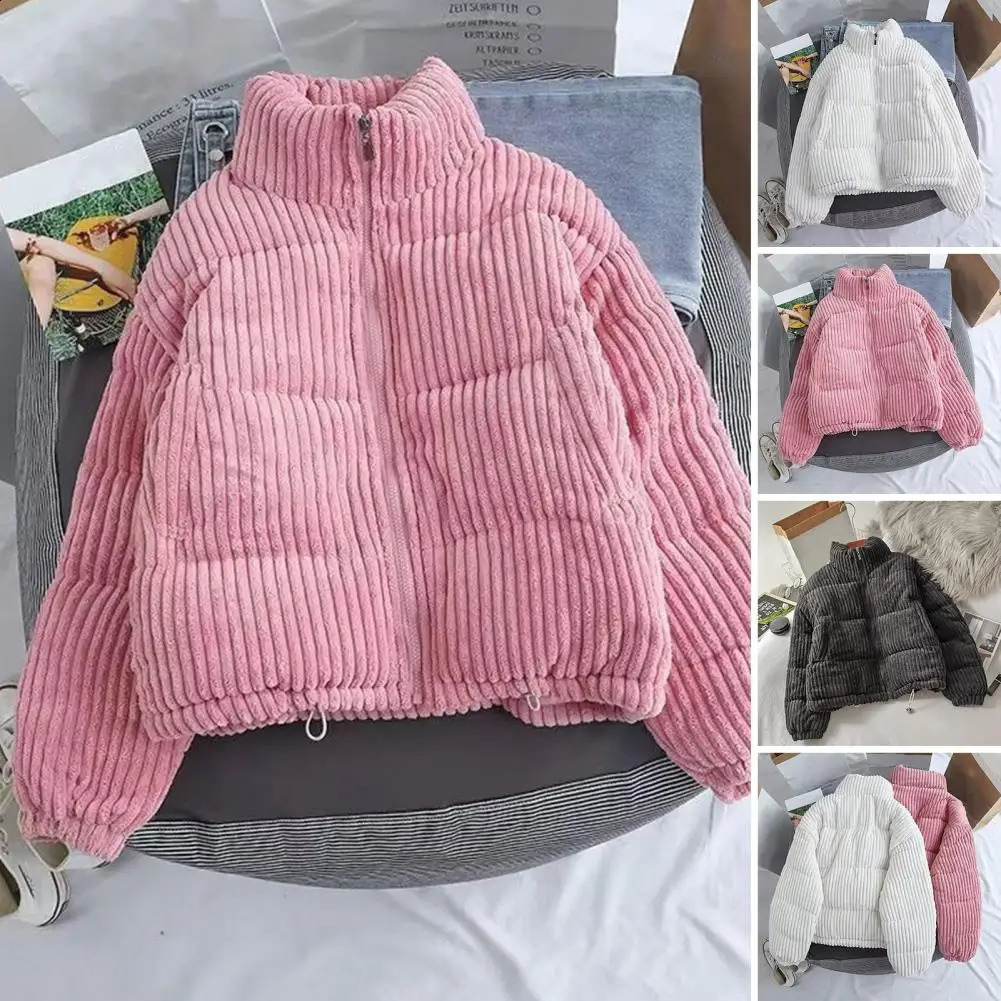 Veste en coton en velours côtelé pour femmes courts hiver