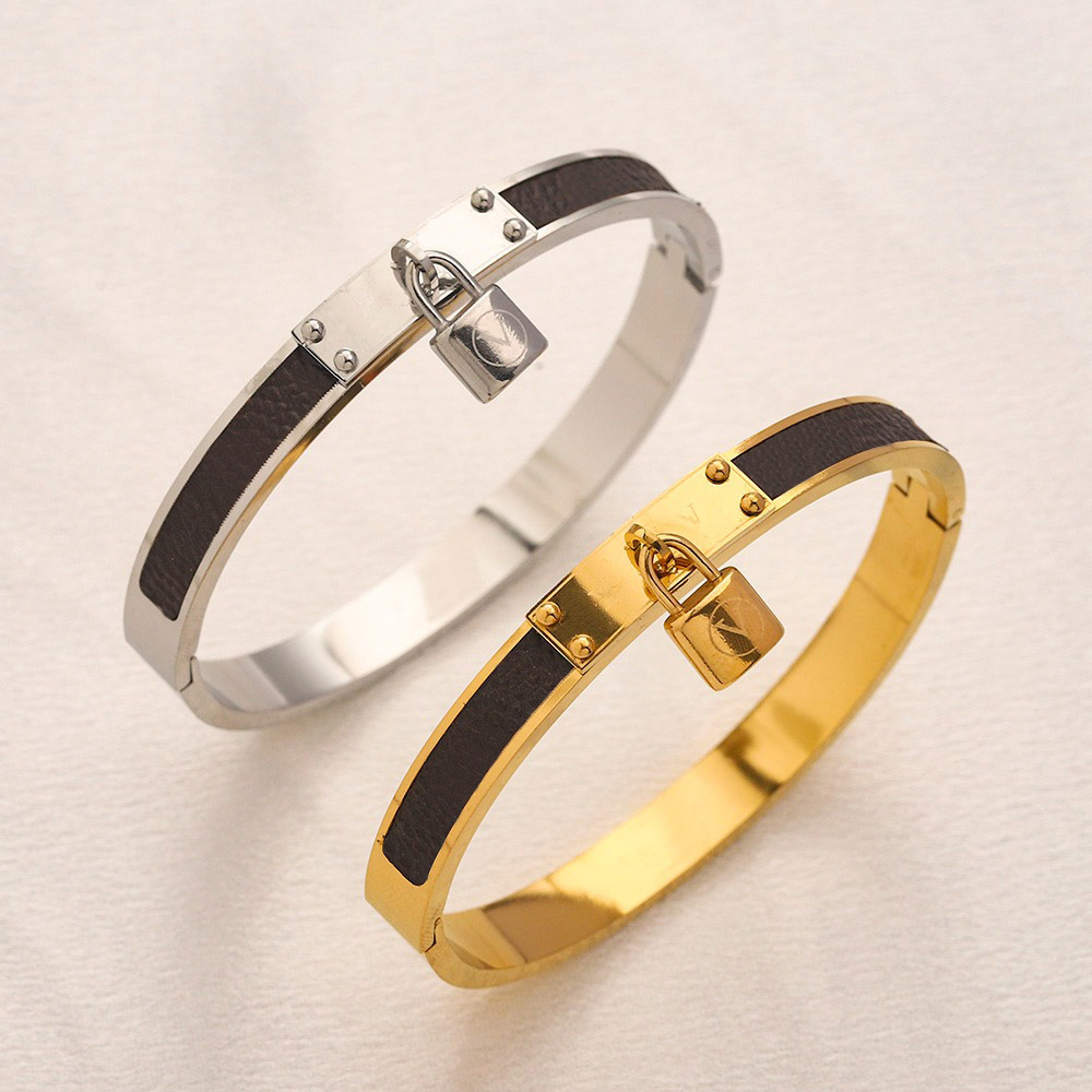 Designer Bracelets Bangle Crystal 18K Gold Plated Stainless steel Leather Bracelet Fashion Jewelry Men and Women bracelets-image-764965717