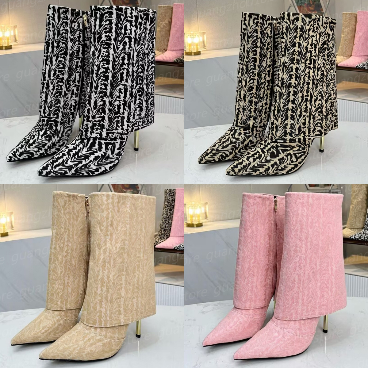 Fashion Designer High Heel Boots for Women Autumn Winter Pointed Toe Shoes 10.5cm Height 29188