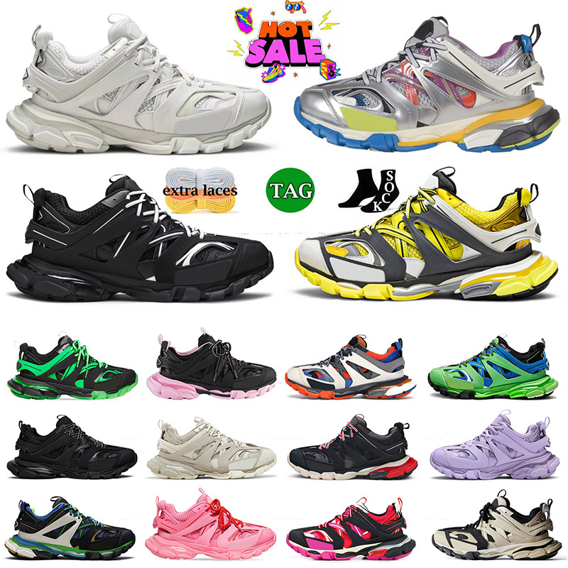 2024 Womens Mens designer Casual Shoe Track LED Sneaker Light Grey Blue Gomma leather black pink Trainer Nylon Printed Platform Men 3 3.0 Trainers S