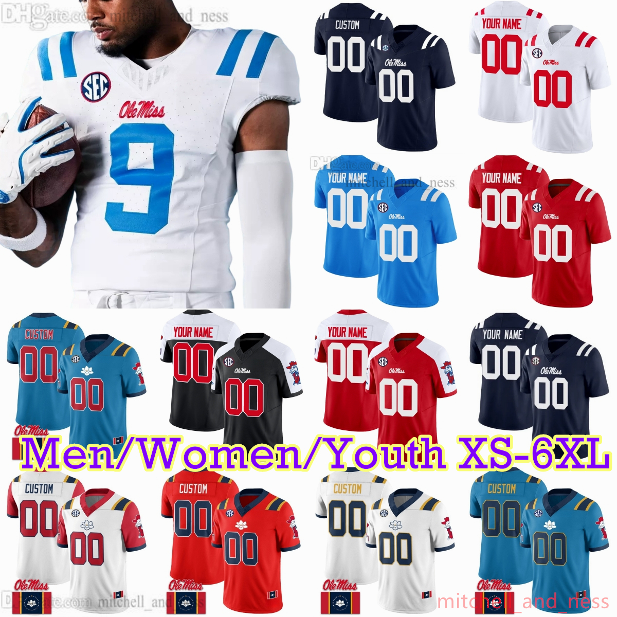 2024 Custom XS-6XL NCAA OLE MISS REBELS FOOTBALL JERSEY 2 Jaxson Dart 3 Spencer Sanders Eli Manning Luke Altmyer Malik Heath Jonathan Mingo Walke