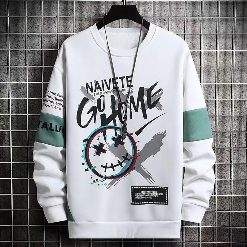American Round Neck Pullover Long Sleeved TShirt Men Spring And Autumn Loose Lazy Style Hoodie Trendy Plus Size Top 240910Z