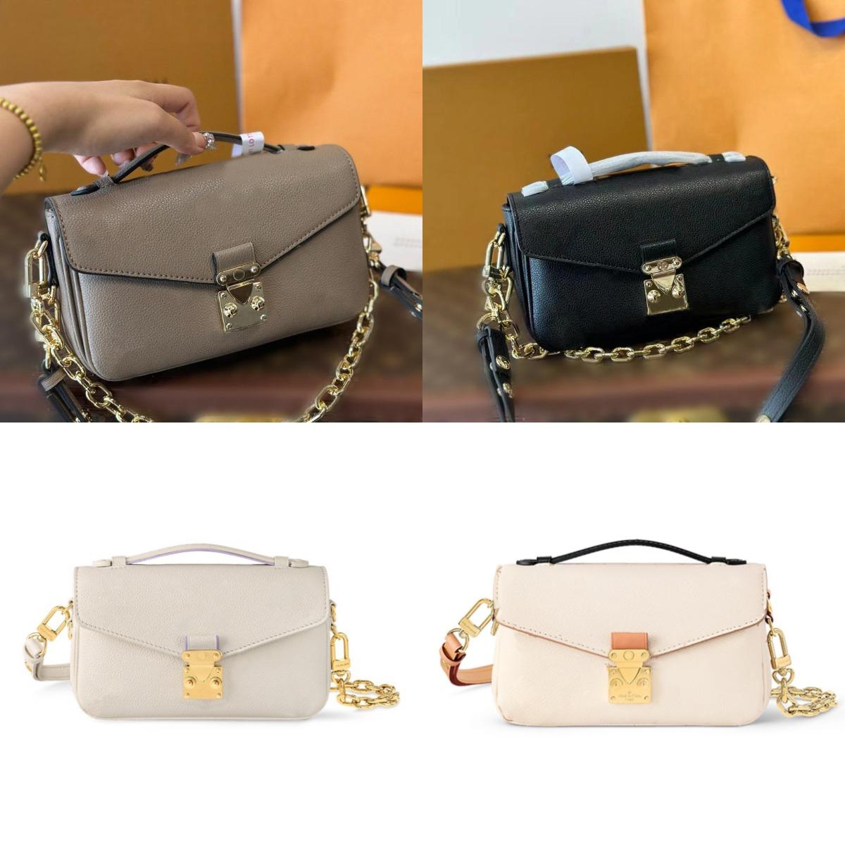 avec boîte Nouveaux sacs Femmes Casual Designer Fourre-tout Date de mariage Sac à main en cuir Lettre Sac à bandoulière en métal Street Shopping