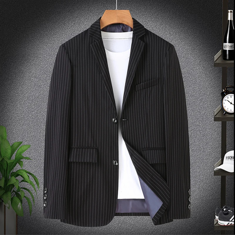 2023 high quality stylish and handsome business striped suit for men plus fat plus size corduroy solid color casual Blazers 240930