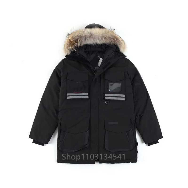 Men's Down Parkas Real Coyote Fur Mens and Womens Canadian Sherman Tra Parka Down Jacket Outcoat Windproof Coat H240930