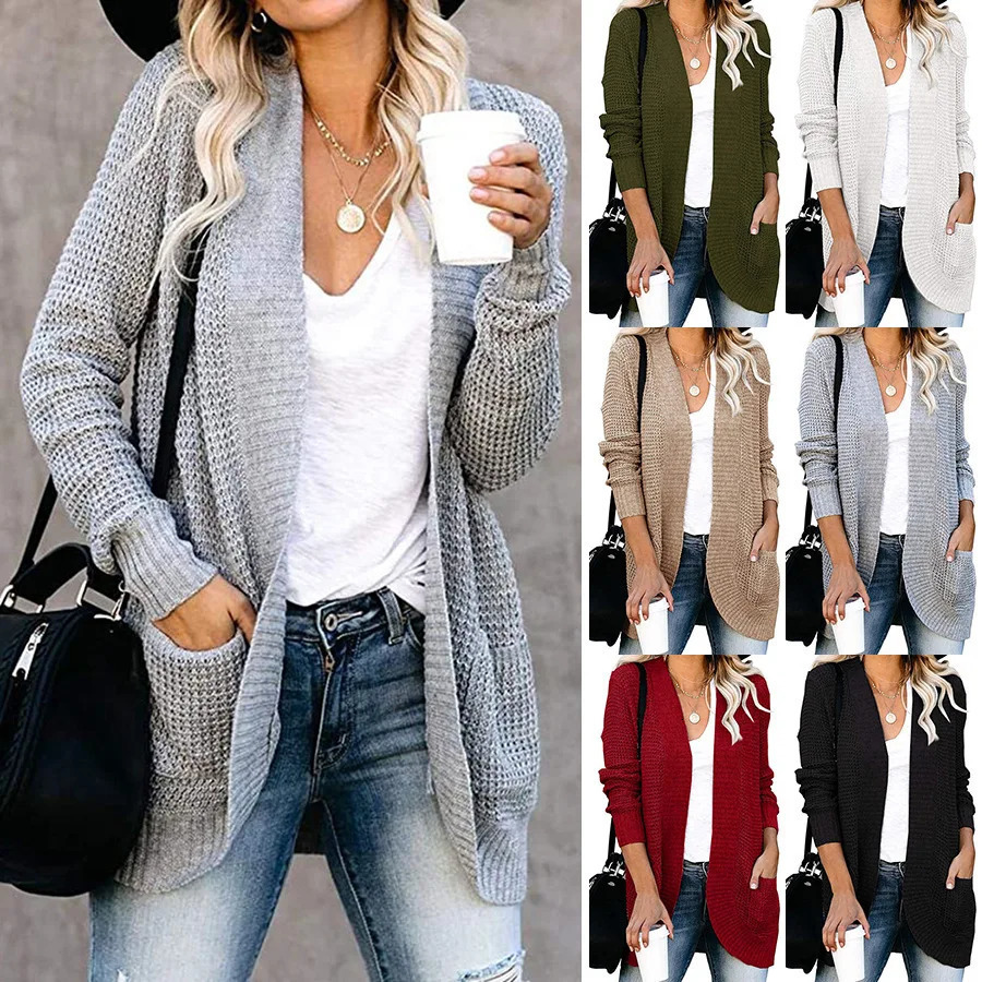 Automne Long manteau femmes Pull Pull Femme en vrac tricoté dames vêtements d'extérieur Ropa Mujer mode Cardigan veste Pull Femme vêtements 24093