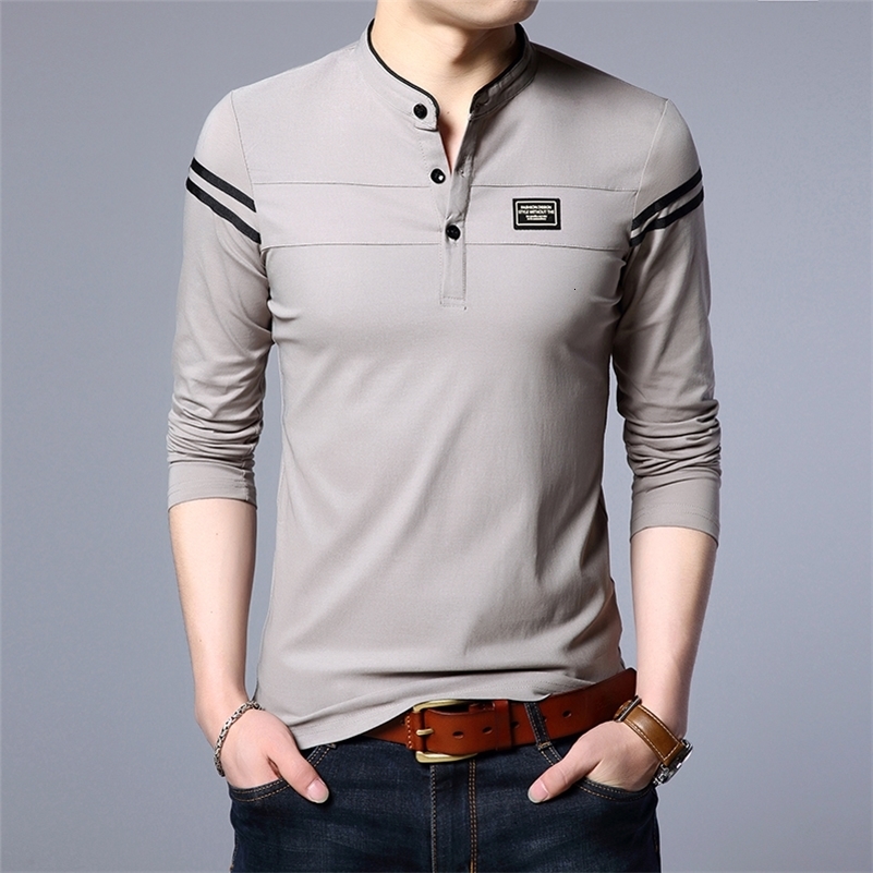 Mens Fashion Summer Long Sleeved POLO Tshirt Casual Cotton Breathable Top Stand Up Neck Sleeve Korean Comfortable Shirt y240910Z