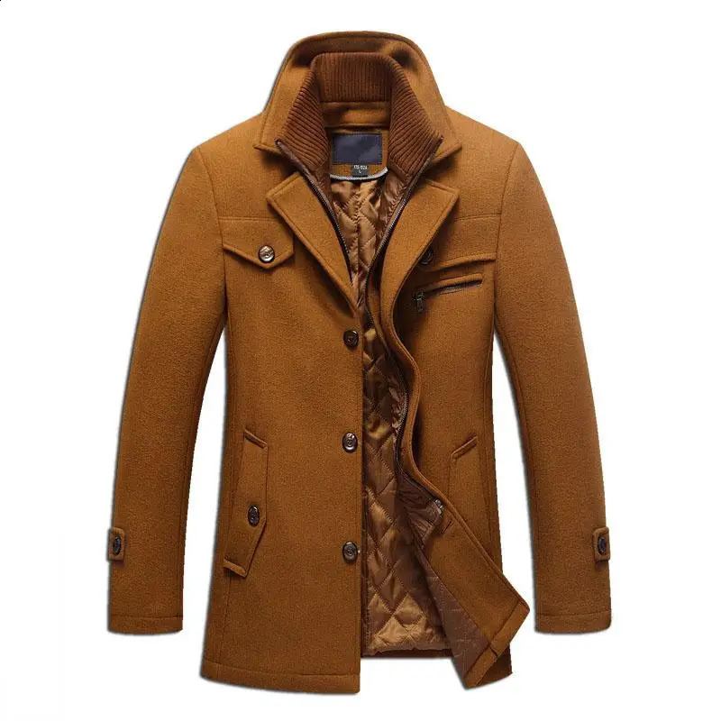 winter wool coat ultra-thin slim fit jacket mens casual warm jacket mens pea coat size M-4Xl direct 4 colors 240929