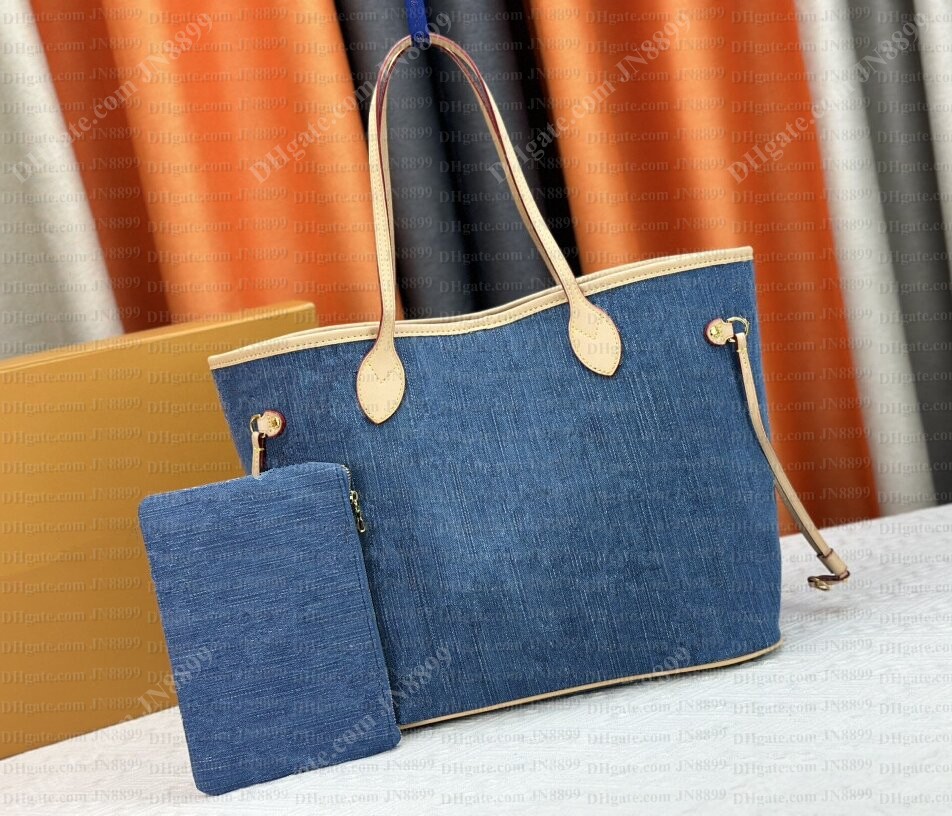 Designer Bag New Blue Denim Bags Tote MM Bag Woman Large Handbags Shopping Purse Women Luxury Classic Big Checked Shoulder Bag Handbags Beach Bag-image-987397362