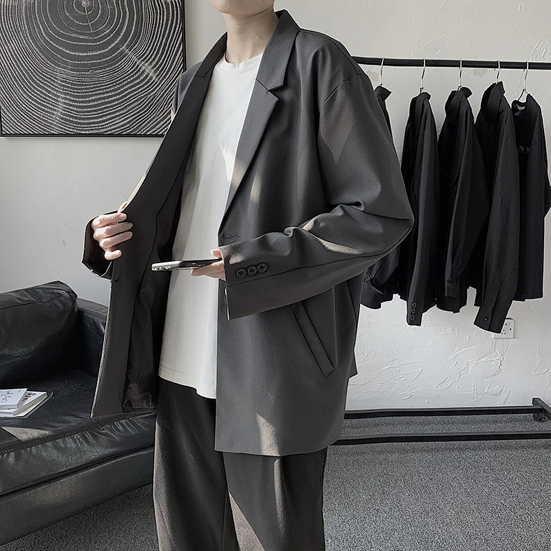 Blazers Men Cound Colombe Couleur solide en veste à manches longues Veste streetwear pour les vêtements d'automne extérieurs quotidiens mâles Top