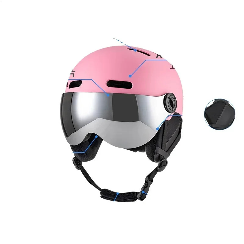 High quality CE adult cycling helmet facial shield skiing goggles winter warm-up race Ebike snow sports helmet 240925