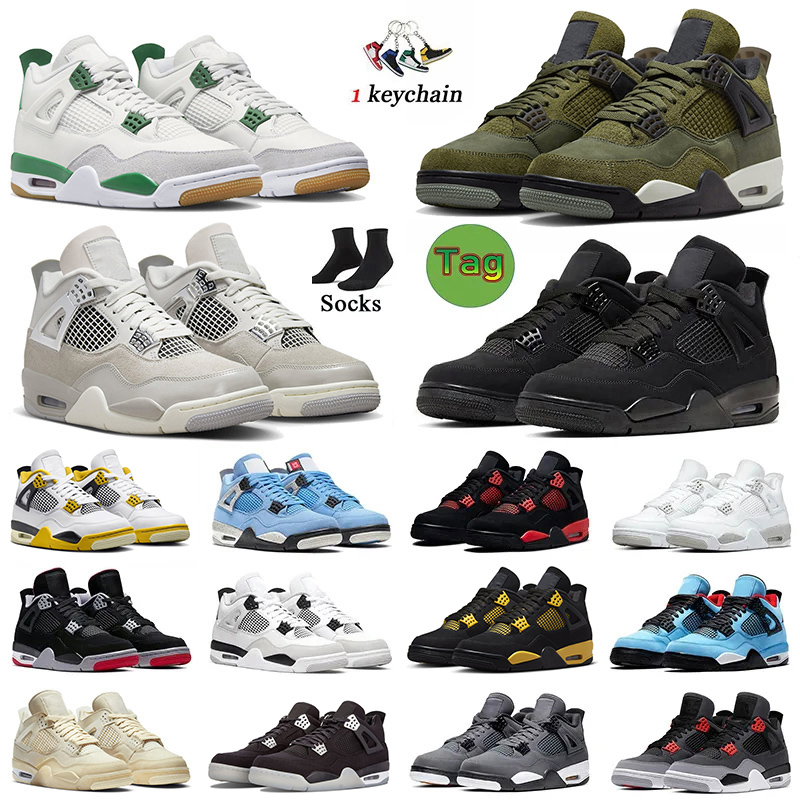 4 Pine Green Mens Basketball Shoes Military Black Cat 4s Olive Fear Sail University Blue A Ma Maniere Pink Red Thunder Jumpman Women Mens Trainers Outdoor Sneakers 