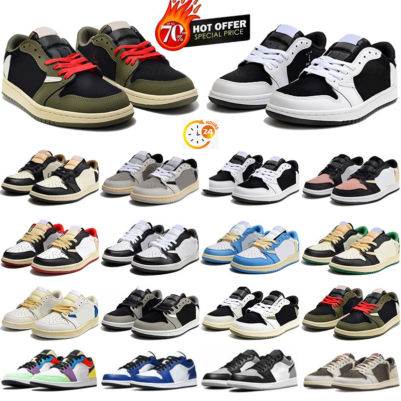 Jumpman 1 Low Basketball Shoes 1S UNC Men Pine Green Pairs University Blue Smoke Grey Starfish Red Obsidian Women Yellow Banned Bred Chicago Toe Cou