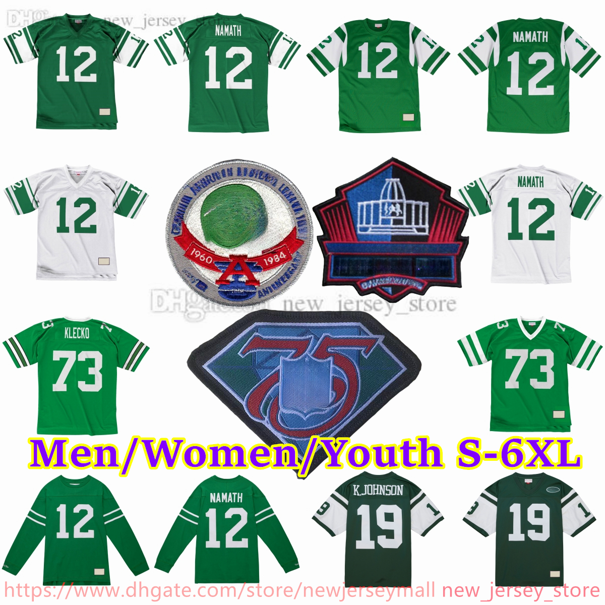 Custom S-6xl Throwback 1960-1999 FOOTBALL 12 Joe Namath Jersey Stitch 68 Kevin Mawae 28 Curtis Martin 13 Don Maynard 24 Darrelle Revis 92 Shaun E