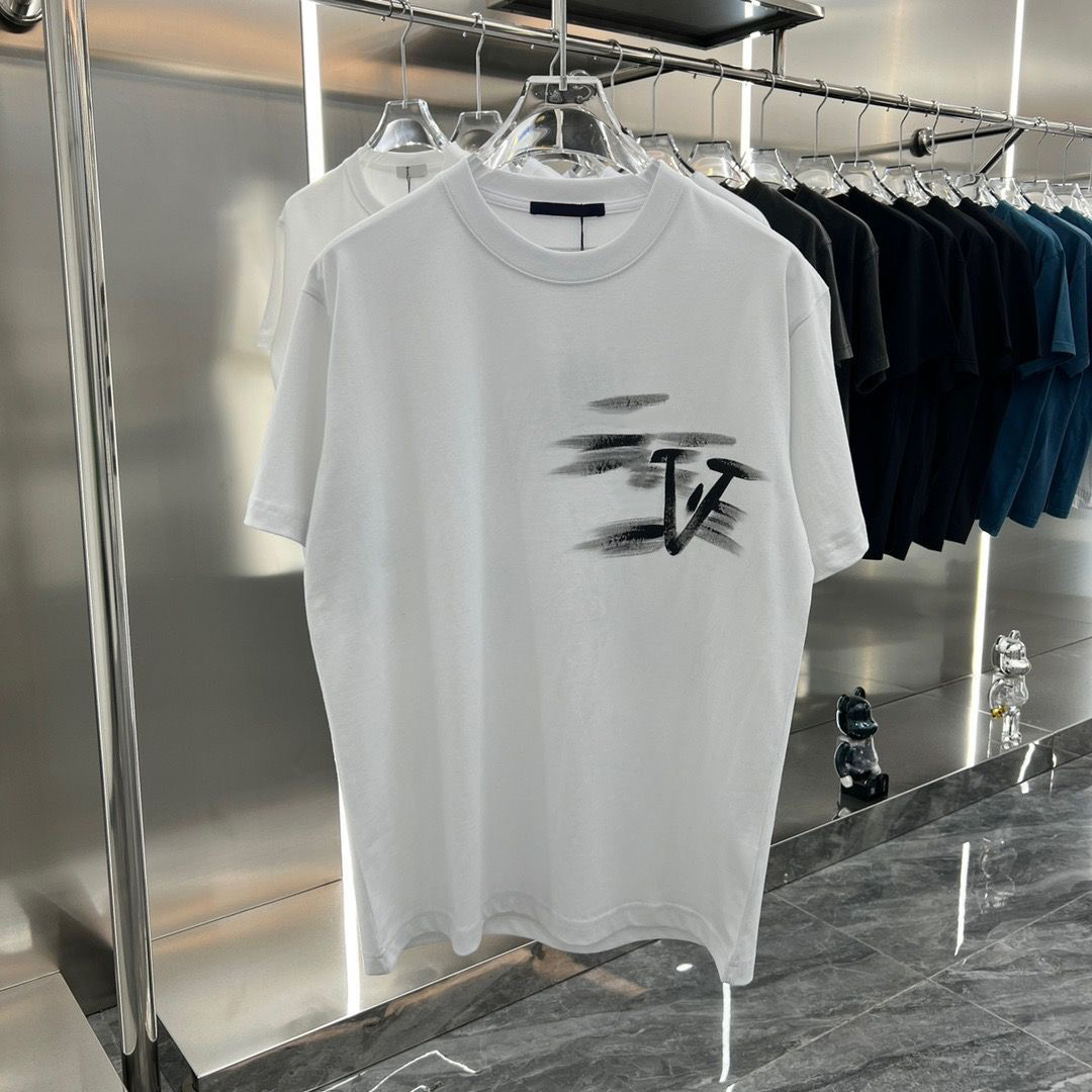 2025Men's Shirts Designer T Shirt Cotton Round Neck Printing Quick Drying Anti Wrinkle Men Spring Summer High Loose Trend Short Sleeve Male Clo