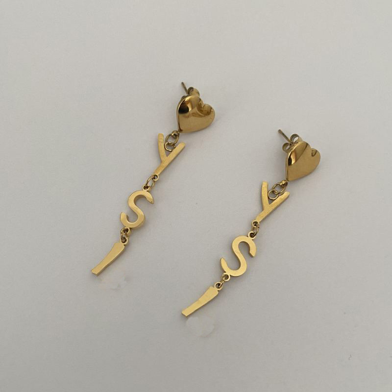 Luxury Brand Stud Earrings Stainless Steel Y Letter Tassels Jewelry Gold Plated Heart Love Earrings For Women Party Gifts Wholesale
