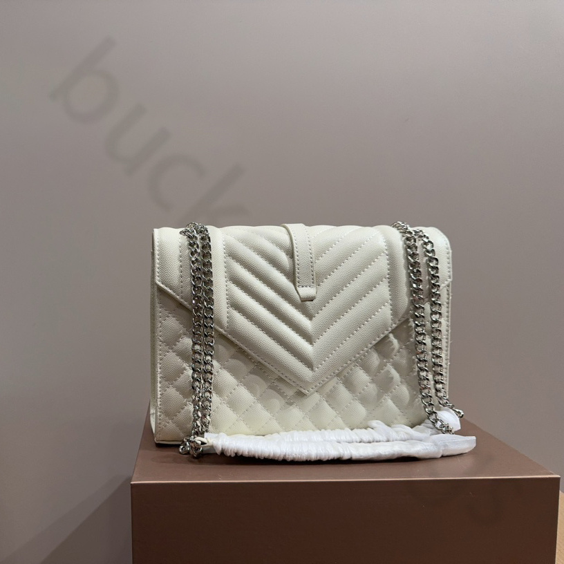 mirror quality luxurys handbags solid bags V pattern designer bag silver gold chain envelope shoulder bag womens crossbody bags purses designer woma
