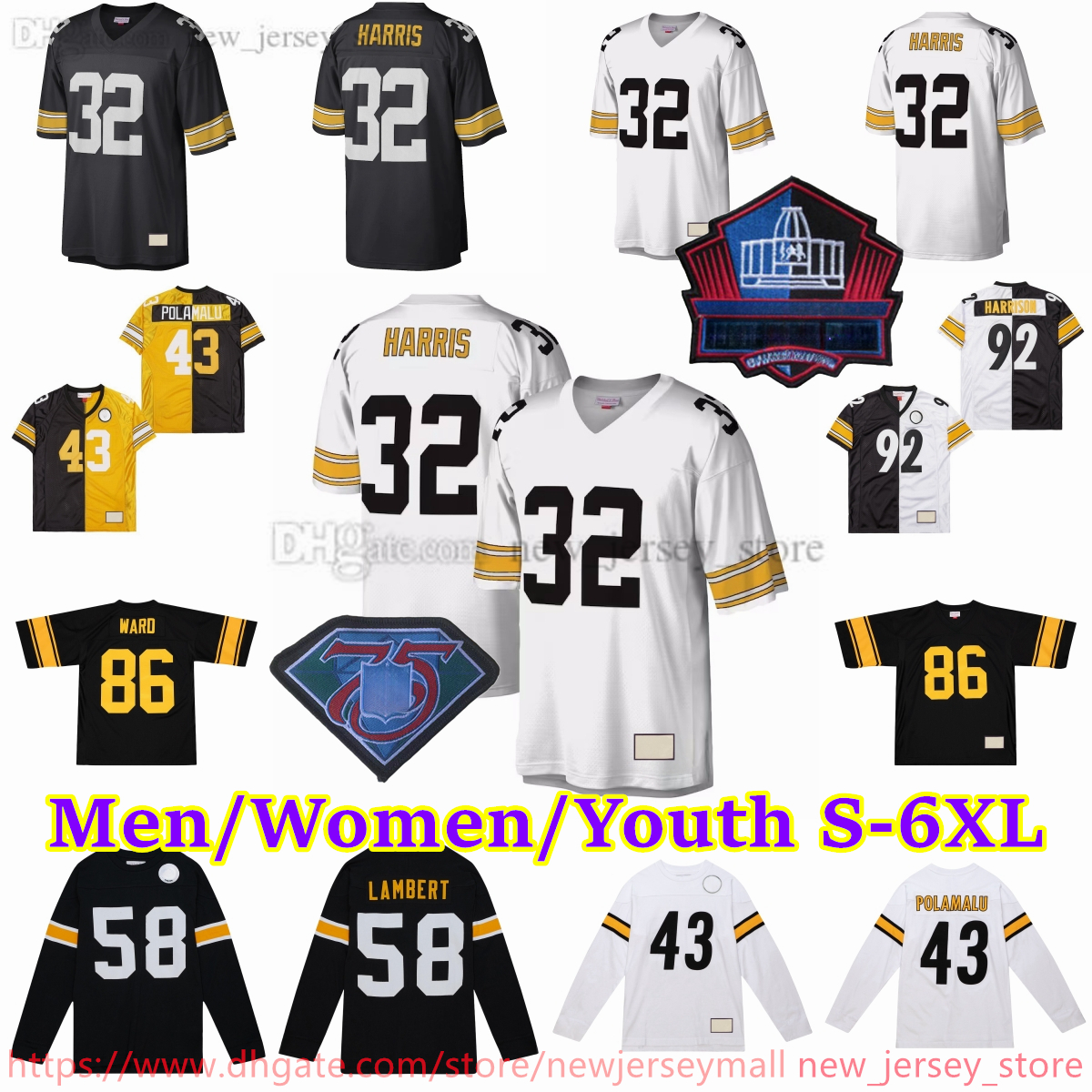 Custom S-6XL Throwback 1933-1999 Football 59 Jack Ham Jersey Stitch 88 Lynn Swann 95 Greg Lloyd 12 Terry Bradshaw 43 Troy Polamalu 86 Hines Ward-image-935382516