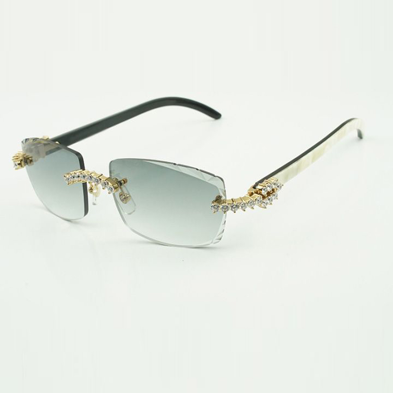 Lunettes de soleil de 5,0 mm de diamants 3524015 avec des jambes de corne de buffle noir mélangées et de lentilles 57 mm