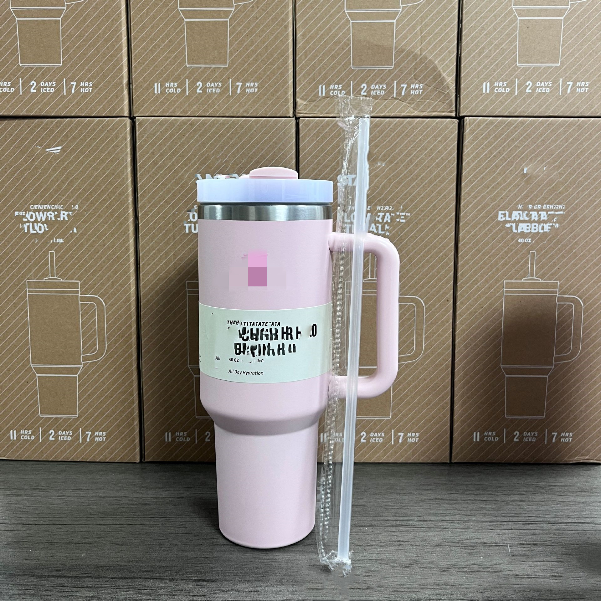 Simple US Top Designer 40oz Stainless Steel Cups with Silicone handle Lid And Straw Car mugs Keep Drinking Cold Water Bottles M260227-image-1095691359
