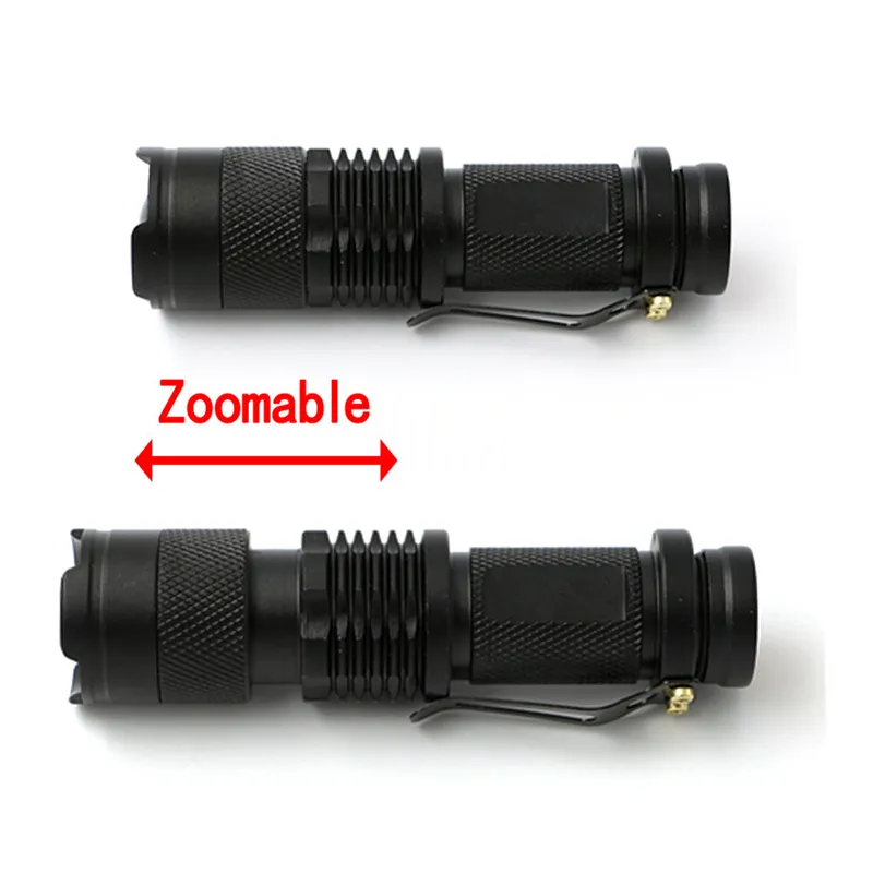 7W 300LM SK-68 3Modes Mini Q5 LED Flashlight Torch Tactical Lamp Adjustable Focus Zoomable Light 