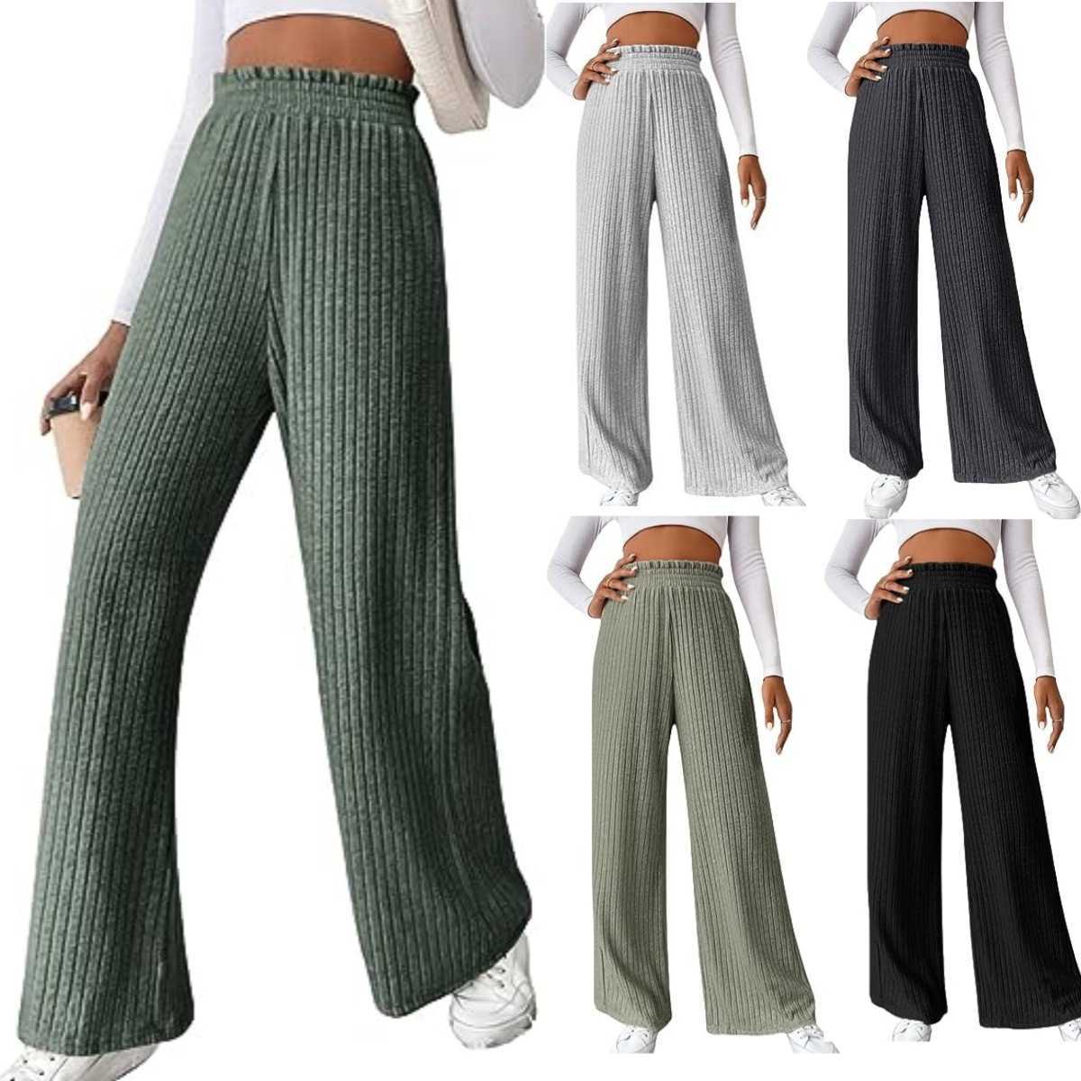 Pantalon femme Capris 2023 automne et hiver TEMU décontracté pantalon tricoté ample pour les femmes T240104