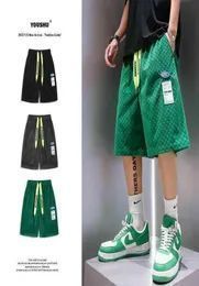 Man039s shorts 039 s designer shorts Ven New Green Waffle Shorts Men039s Fashion Brand High Hip Hop Large Lo2250678