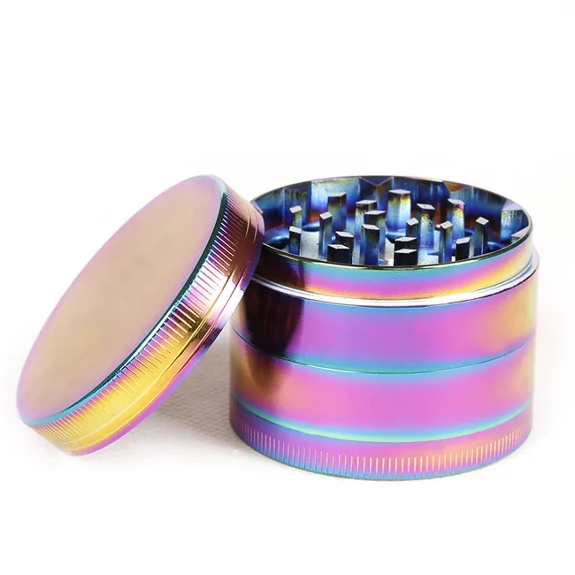 Beautiful 40mm/50mm/55mm/63mm Rainbow Grinders With 4 Parts Grinder Zinc Alloy Material Top Tobacco Herb Grinders Smoking Spice Crusher