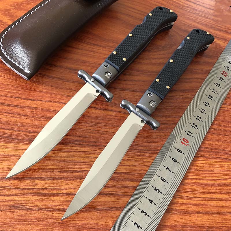 New 9 Inch US Italian Style Automatic Knife Stiletto Mafia CNC Grinding Single Action G10 Handle Tactical EDC Tool Pocket Survival Auto Knives BM-image-480691370