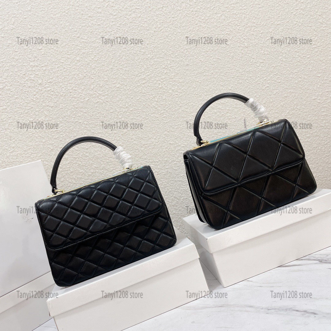 Fashion Women Luxury Flap Trendy Shoulder Designer Bag Vintage Lady Lambskin Flap Crossbody Bag With Handle Black Quilted Purse Small The Tote ba-image-936051849