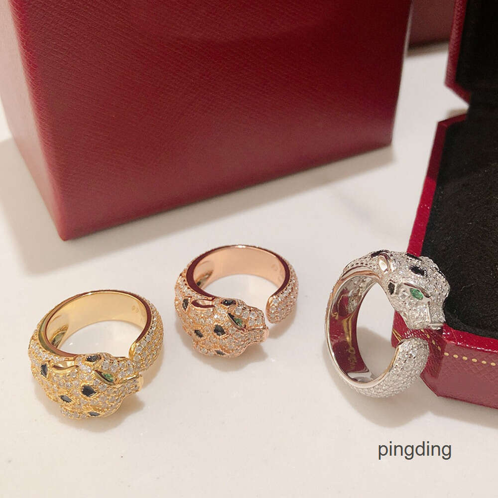 Designer Panthere ring for woman for man diamond Emerald glasses Sterling Silver Speak with personality T0P quality official reproductions premiu-image-938367564