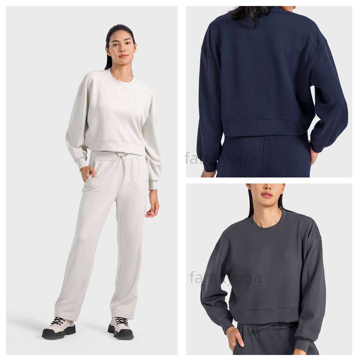 Softstfame Pants Yoga set Air layer loose pullover sports top Skin friendly slim casual hoodie set-image-936578530