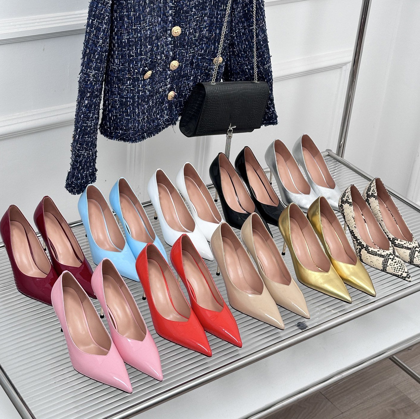 Top Quality Newest Sexy pumps Shoes Sexy Stiletto Ladies Shoes genuine leather Designer High Heel Shoes Traf Runway Party Wedding Shoes Bride Met-image-936615151