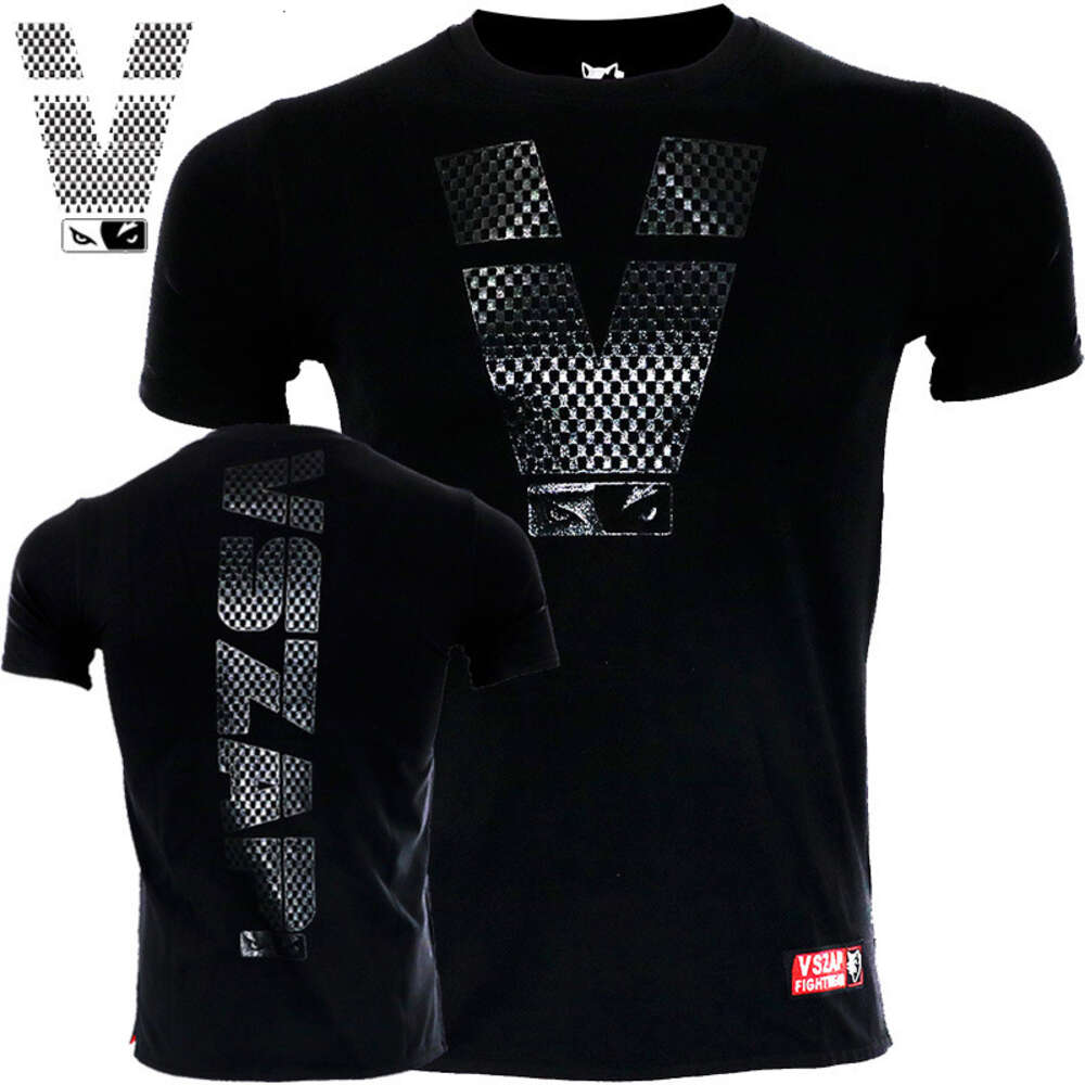 Vszap Training Fighting Boxing Suit Gym Short-sleeved Running Men&#039;s T-shirt MMA Mixed Martial Arts Stretch Cotton Exercise-image-936766174