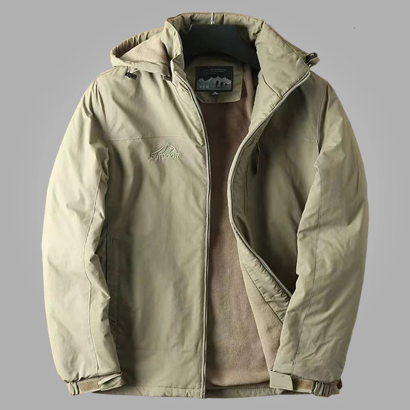 Waterproof Fleece Lined Warm Jacket Outdoor Hiking Trekking with Hood Spring Autumn Windbreaker Hooded Mens Coats 240108